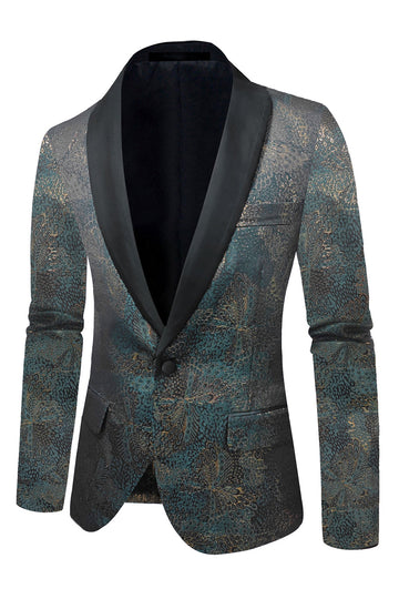 Mørkeblå Jacquard Shawl Lapel Prom Blazer for menn